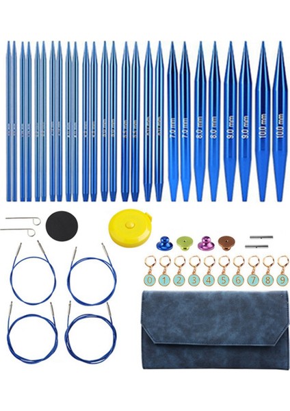 Alüminyum değiştirilebilir dikiş tığ işi iğneler dairesel örgü iğneleri Set dokuma iplik örgü aletleri örgü kiti (Yurt Dışından)