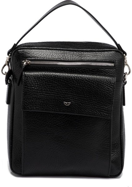 Siyah Hakiki Deri Erkek Çapraz Askılı Çanta - S1AC00021431-P6Y