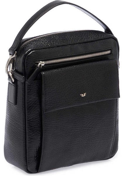 Siyah Hakiki Deri Erkek Çapraz Askılı Çanta - S1AC00021431-P6Y