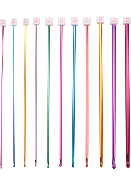 11pcs 27cm çok renkli alüminyum Tunus Afgan Tığ işi örgü iğneler 2-8mm (Yurt Dışından) fiyatları