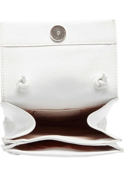 Beyaz Hakiki Deri Kadın Çapraz Askılı Çanta - S23Y1BC80168-B69