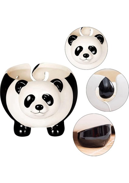 Panda şekil iplik kasesi, delikli yün depolama sepeti örgü, seramik parlak yüzey zarif doku (Yurt Dışından) indirimleri