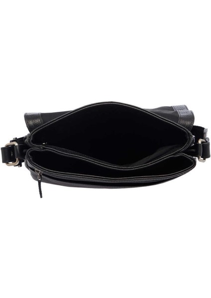 Siyah Hakiki Deri Erkek Çapraz Askılı Çanta - S1AC00021169-D3H