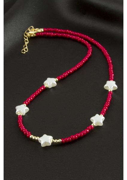 Msa-Shop Yıldız Inci Kum Boncuk Kolye-Bordo fiyatları