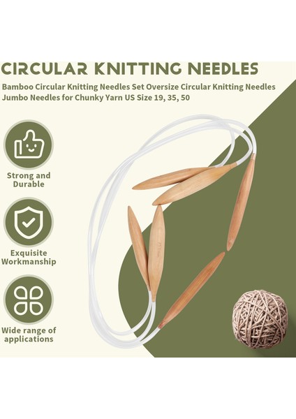 Bambu Dairesel Örgü Iğneleri Set Büyük Boyutlu Dairesel Örgü Iğneleri Jumbo Iğneler Tıknaz Iplik Için Beden 19, 35, 50 (Yurt Dışından) fırsatları