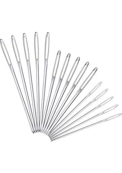 15 adet künt iğneler paslanmaz çelik büyük göz iplik örgü iğneleri dikiş iğneleri, 3 boyut (Yurt Dışından) fiyatları