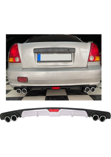 Hyundai Accent Admire Uyumlu Body Kit Difüzör 4 Çıkış Gri Yuvarlak