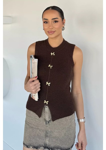 Kadın Gold Düğme Detaylı Triko Bluz P-00018640 fiyatları