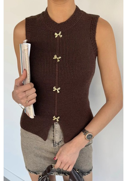 Kadın Gold Düğme Detaylı Triko Bluz P-00018640 modelleri