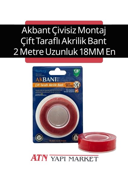 Çift Taraflı Akrilik Bant 18MM x 2mt