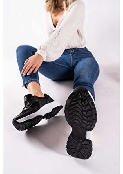 Fox Shoes Kadın Babet Siyah Beyaz Kırmızı Kumaş Malzeme 37 Numaralı