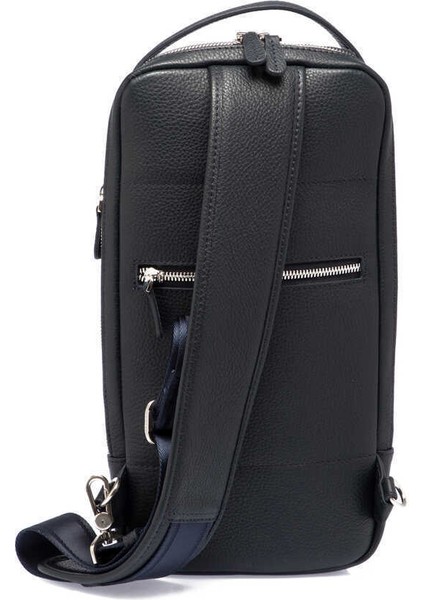 Lacivert Hakiki Deri Erkek Çapraz Askılı Çanta - S1AC00021455-A38