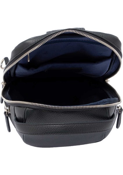 Lacivert Hakiki Deri Erkek Çapraz Askılı Çanta - S1AC00021455-A38