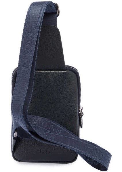 Lacivert Hakiki Deri Erkek Çapraz Askılı Çanta - S1AC00021487-X86