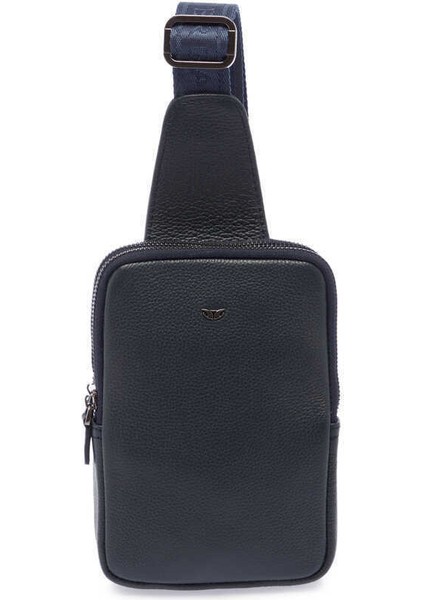 Lacivert Hakiki Deri Erkek Çapraz Askılı Çanta - S1AC00021487-X86