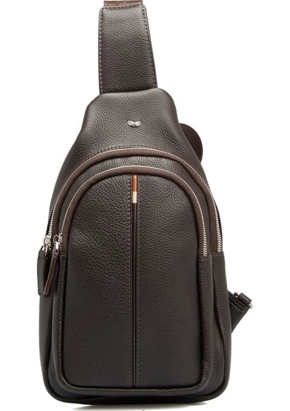 Kahve Hakiki Deri Erkek Çapraz Askılı Çanta - S1AC00021401-A7P