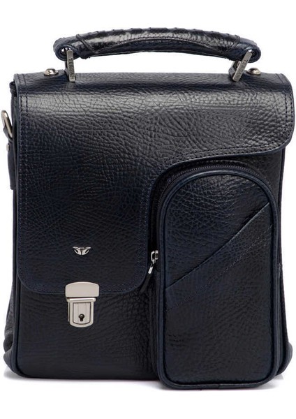 Lacivert Hakiki Deri Erkek Çapraz Askılı Çanta - S1AC00022709-P5Y