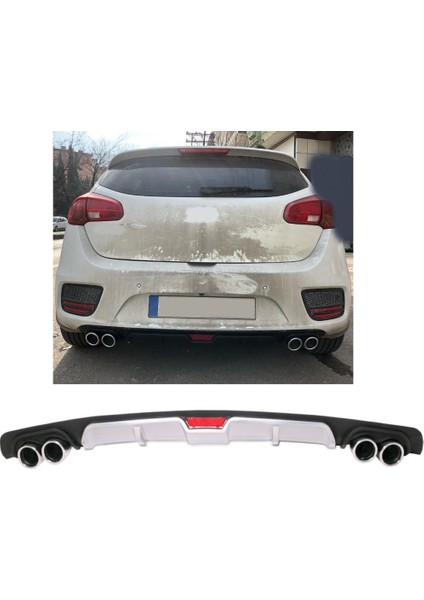 Kia Ceed Uyumlu Body Kit Difüzör 4 Çıkış Gri Yuvarlak