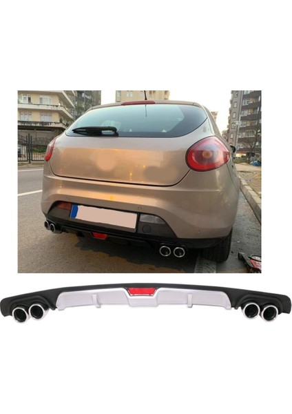 Fiat Bravo Uyumlu Body Kit Difüzör 4 Çıkış Gri Yuvarlak