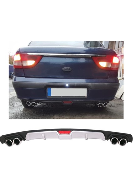 Renault Megane 1 Uyumlu Body Kit Difüzör 4 Çıkış Gri Yuvarlak