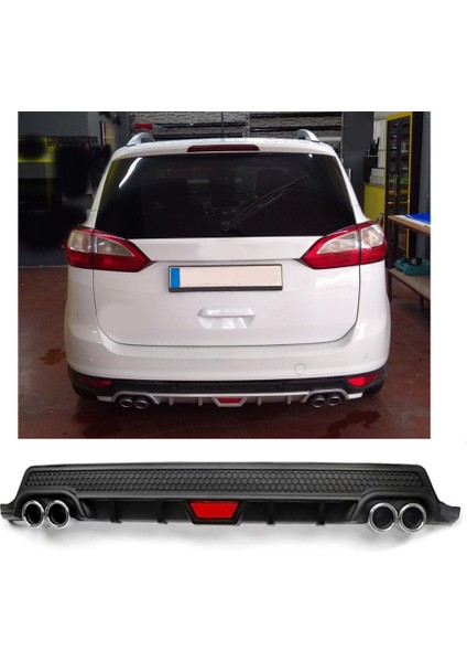Ford C Max Makyajlı Uyumlu Body Kit Difüzör 4 Çıkış Yuvarlak Siyah Model 2