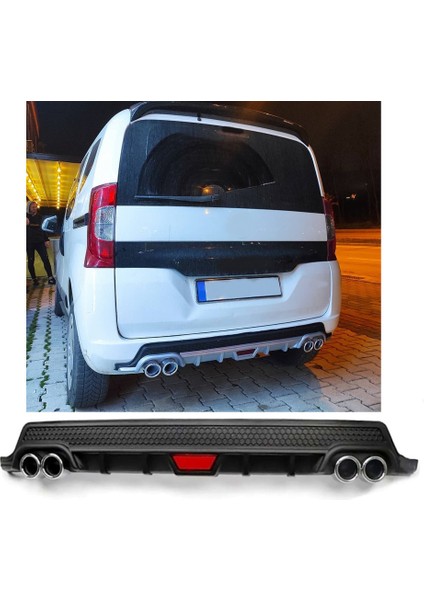 Fiat Fiorino Uyumlu Body Kit Difüzör 4 Çıkış Yuvarlak Siyah Model 2