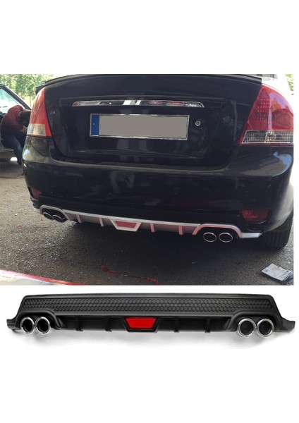 Kia Cerato Uyumlu Body Kit Difüzör 4 Çıkış Yuvarlak Siyah Model 2