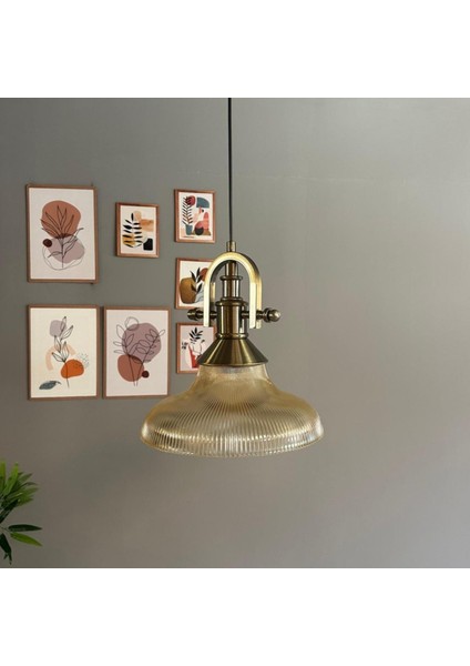 Stark Cam Bal Rengi Tekli Avize Gemici Eskitme Başlık Retro Sarkıt Lamba Salon Aydınlatma