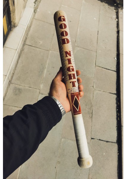 55 cm Ağaç Beyzbol Sopası Kişiye Özel ( Harley Quinn ) Yerli Üretim Ahşap Kahverengi