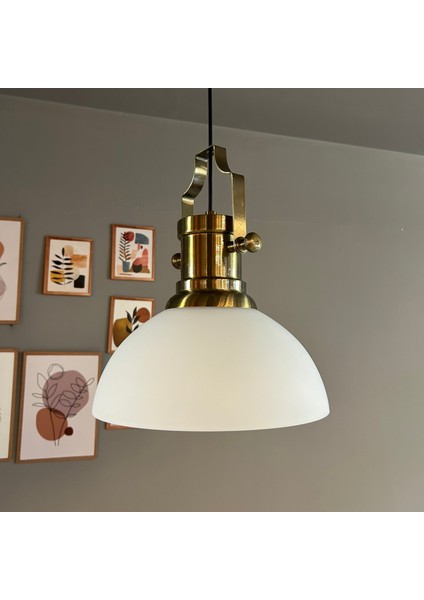Perry Cam Tekli Avize Silindir Eskitme Beyaz Başlık Retro Sarkıt Lamba Restoran Salon Aydınlatma
