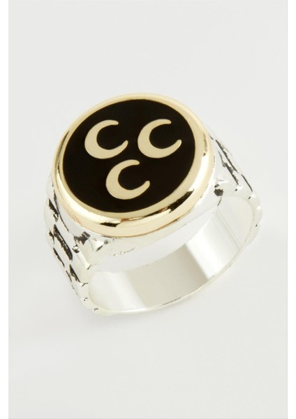 Msa-Shop 3 Hilal Metal Erkek Yüzük-Sarı