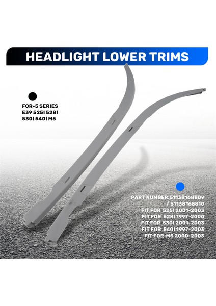 Araba Ön Taraf Far Alt Kalıp Trim 51138168809 51138168810 For-Bmw 5 Serisi E39 525I 528I 530I 540I M5 (Yurt Dışından) fırsatları