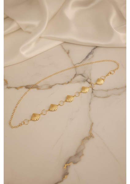 442 Midye Detaylı Zincir Kemer Gold