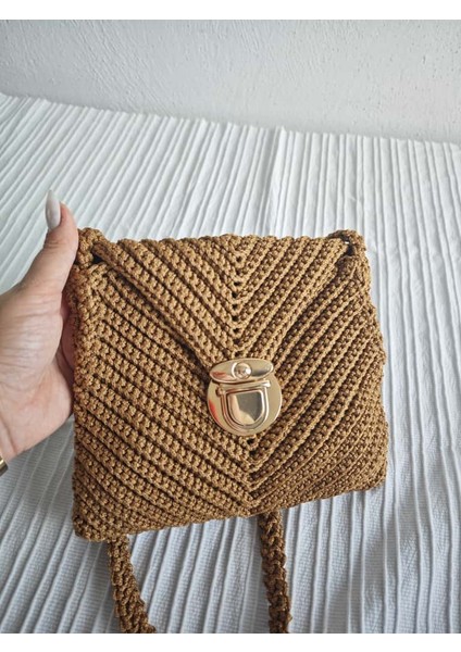 Makrome Classic – Kahverengi El Yapımı Örgü Çanta fırsatları