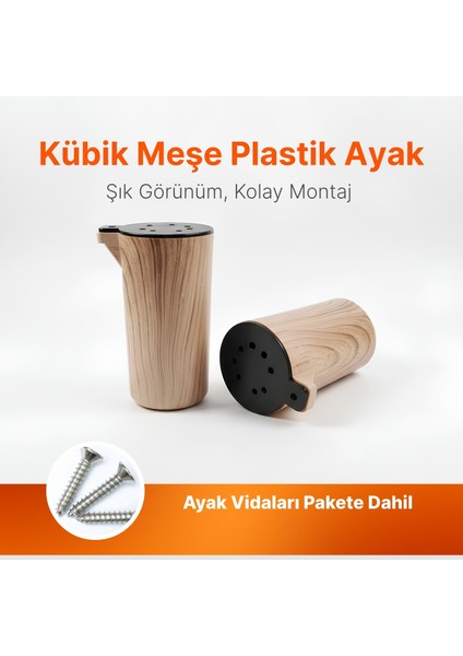 Bohem Kübik Meşe Sert Plastik 15 cm Mobilya Kanepe Koltuk Baza Yükseltme Ayağı Tekli Ayak indirimleri