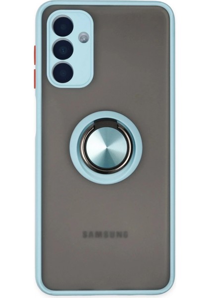 Samsung Galaxy A04S Kılıf Montreal Yüzüklü Silikon Kapak - Buz Mavi