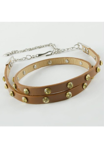 Msa-Shop Klasik Deri Taşlı Kemer-Açık Mor fırsatları