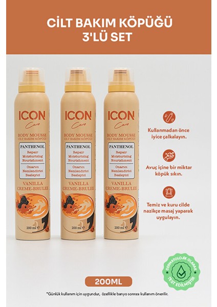 Icon Care Cilt Bakım Köpüğü Vanılla Creme-Brulee 3'lü Set indirimleri