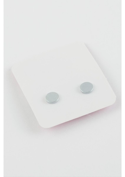 Nrtmsa Tek Taş Mıknatıslı Cam Küpe 7 Mm-gümüş Rengi