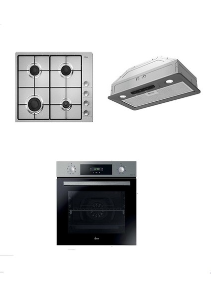 3'lü Ankastre Set Gaz Ocaklı -Inox (HO3158IN FIRIN-HHW6LMX/TK OCAK-HPY6SGTK Dav.)