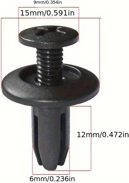 50 Adet 6 mm Araba Plastik Perçin