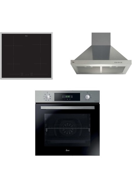 3'lü Ankastre Set Çerçeveli Elektrikli Ocak - Inox (HO3158IN OCAK-HCH6MXTK DAV.-HH64FC Ocak)
