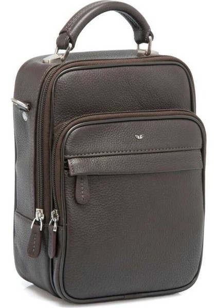 Kahve Hakiki Deri Erkek Çapraz Askılı Çanta - S1AC00002923-A7P