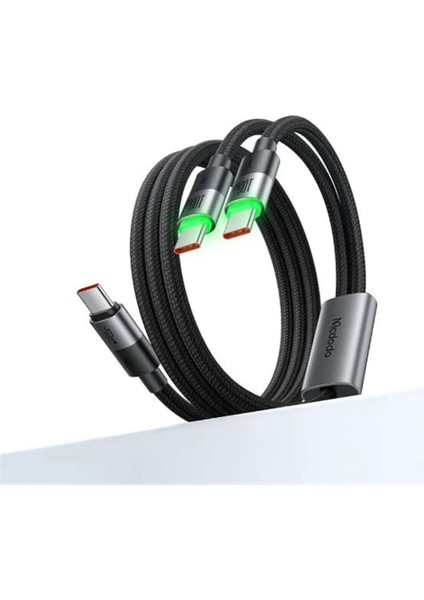 CA-6740 2 İn-1 Kablo 100 W Type-C Type-C+Type-C 1.5 M Siyah Kablo