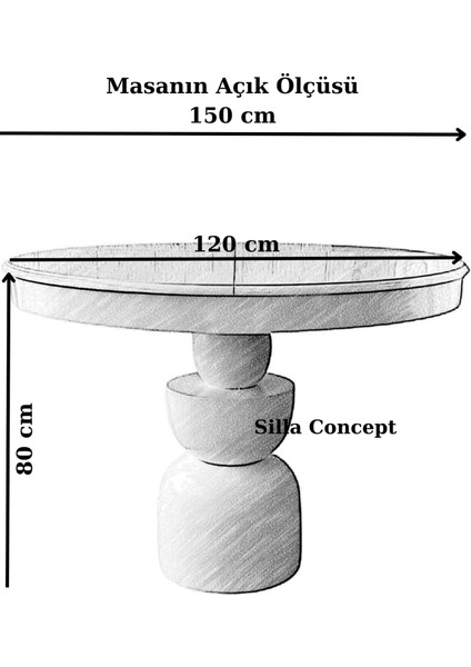 Concept Boğum Ayaklı Masa Ahşap Yuvarlak Naturel Renkli Açılır Masa (Çap 120 Cm)