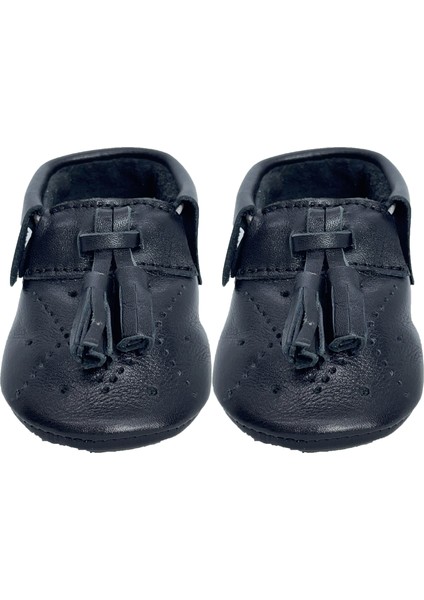 Hakiki Deri Parlak Siyah Bebek Patiği