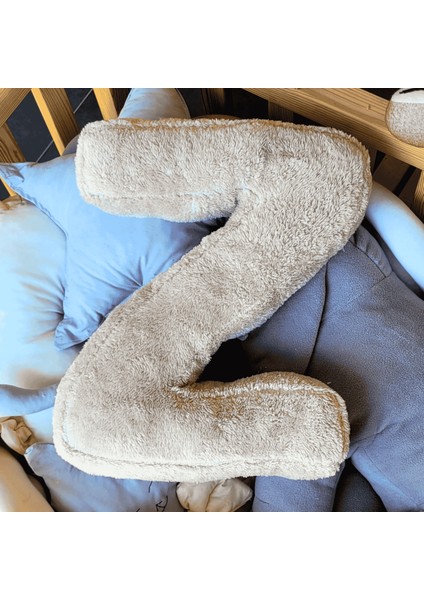 Litera, Z Harfi, Yastık, Kırlent, Elyaf Dolgulu, Welsoft Kumaş, 40 cm