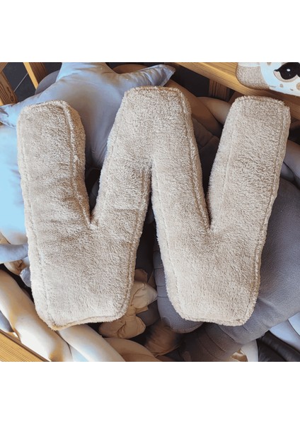 Litera, W Harfi, Yastık, Kırlent, Elyaf Dolgulu, Welsoft Kumaş, 40 cm