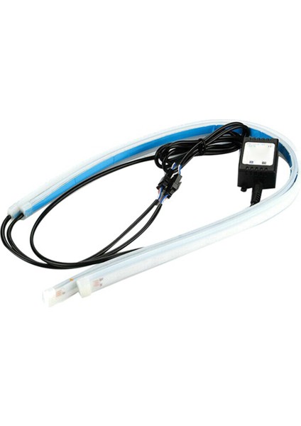 2x Rgb Uygulama Kontrolü 60CM LED Drl Gündüz Çalışma Şeridi Işık Dönüş Sinyal Fren Yan Araba Işıkları Far Oto Aksesuarları (Yurt Dışından)