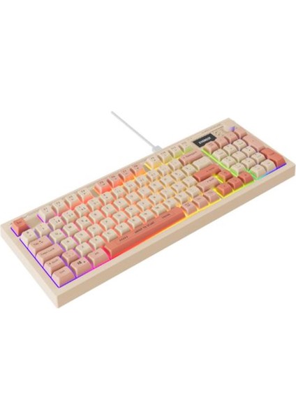 Kb-79 Silent Pro Bej-Pembe-Turuncu Sessiz Rgb Q Membrane Oyuncu Klavyesi